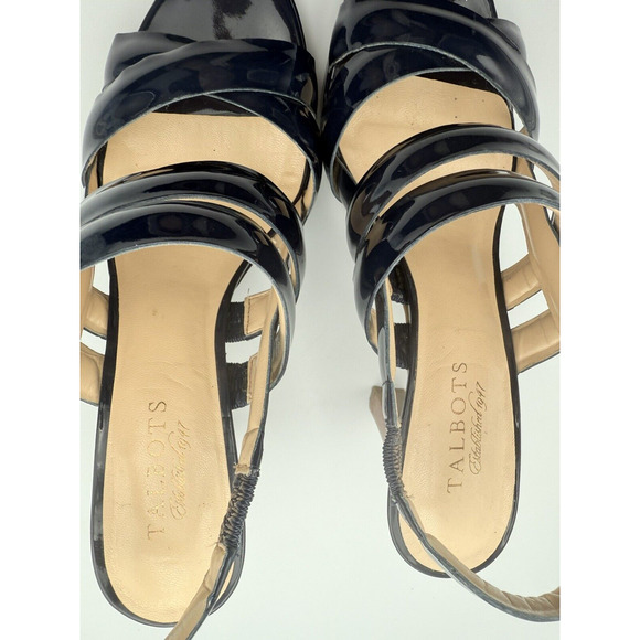 Talbots Heels In Nantucket Patten Leather Strappy Navy Size 8 Pre-owned - Picture 8 of 9
